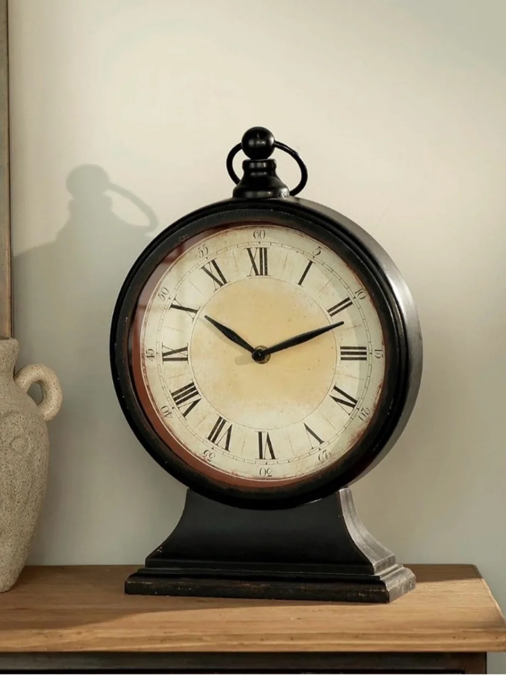 New Classic Black Mantel Clock - Vintage Style Home Wall Decor Nikky Home Metal
